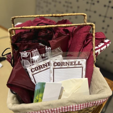 basket with tshirts & gifts